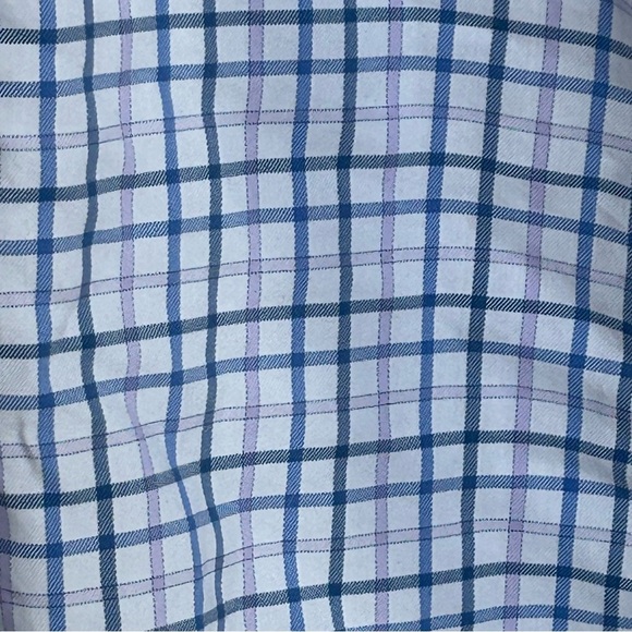 Peter Millar Men’s Dress Shirt Large L Blue Purple Plaid Button Front Collared - Picture 2 of 5